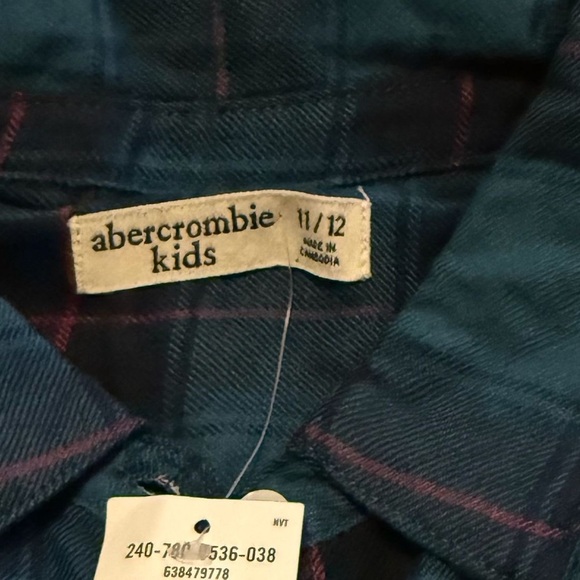 Abercrombie Kids Teal and Maroon Plaid Button-Down Shirt - Picture 9 of 9